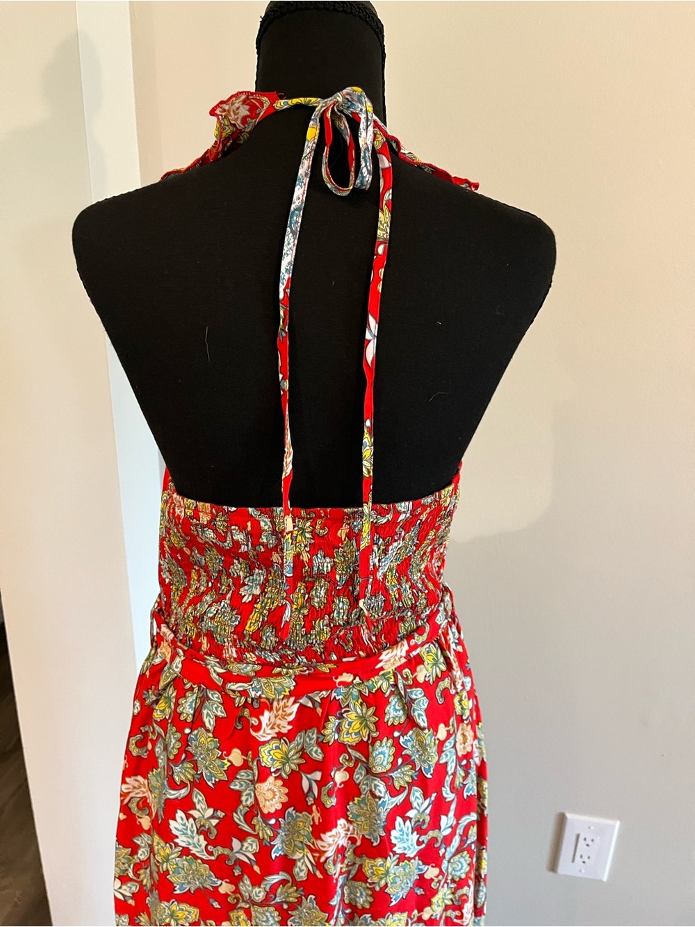 GLM Clothing Red Floral Maxi Dress Medium - Picture 6 of 10